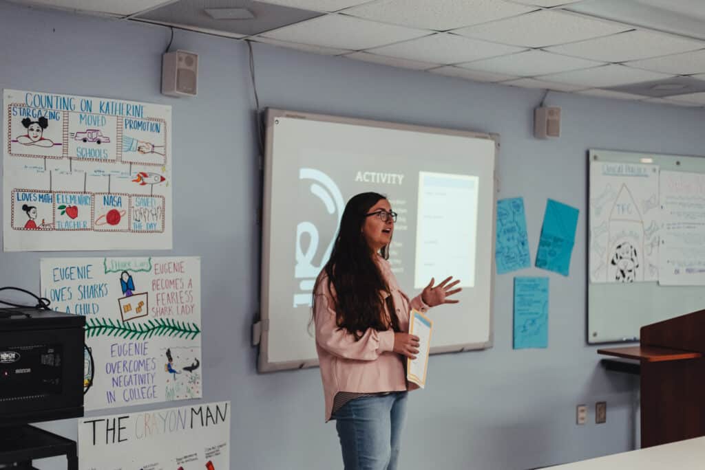 Toccoa Falls College student teacher in a classroom