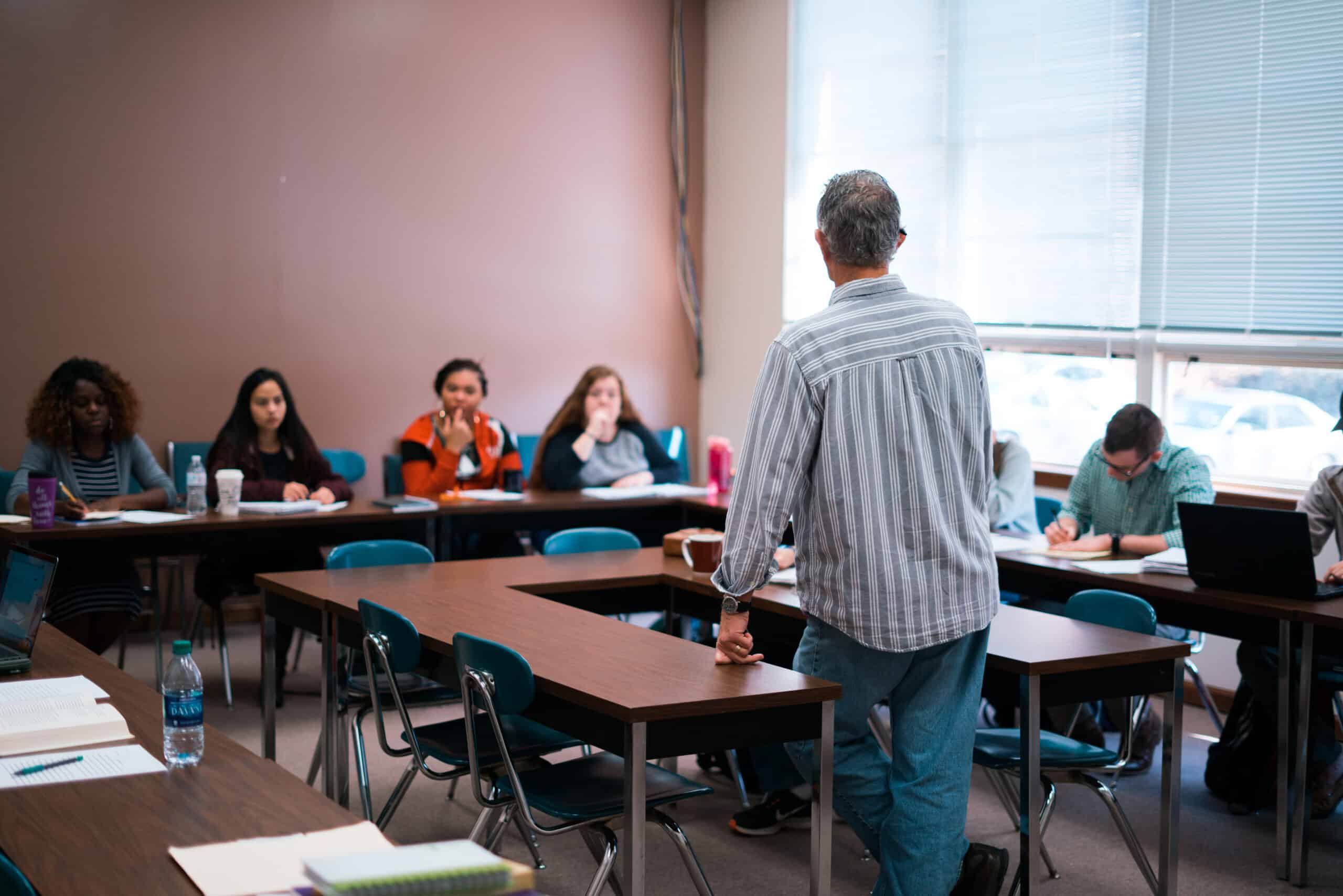 Toccoa Falls College professor in classroom