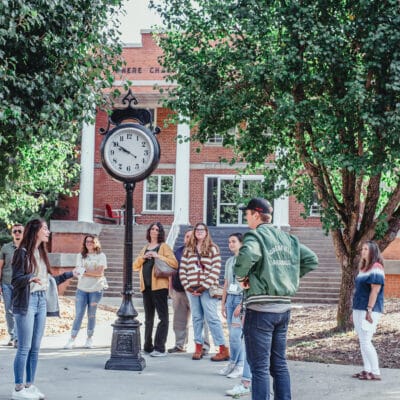 Potential Toccoa Falls College walk around the campus on a recruiting tour.