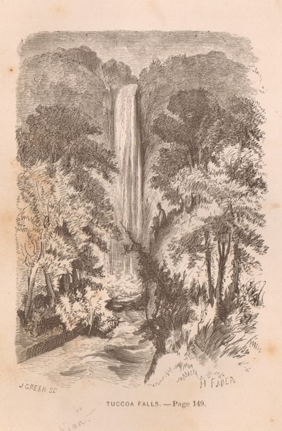 An old sketch of Toccoa Falls