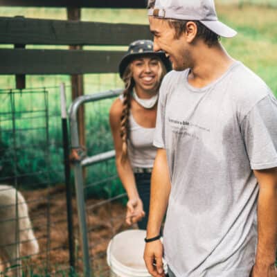 students at the farm