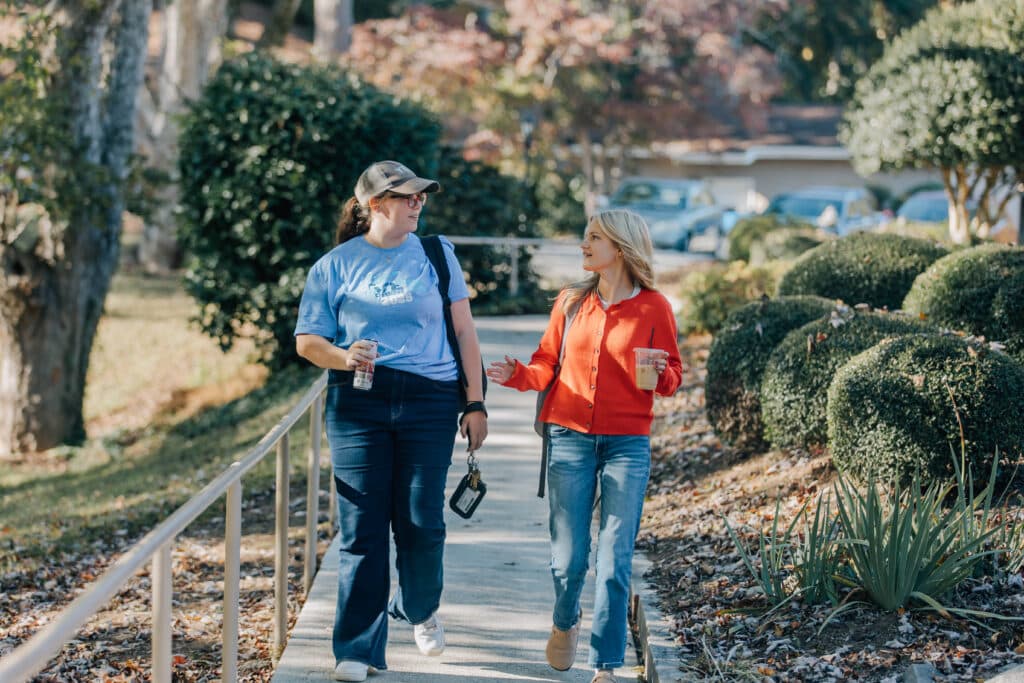 students walking and smiling